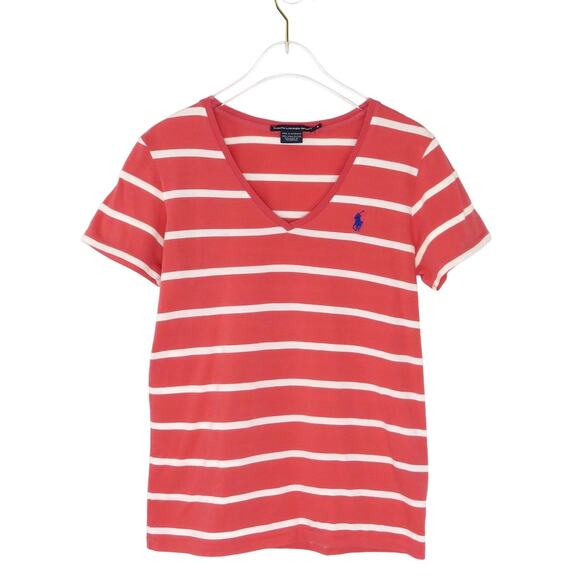 Ralph Lauren Red & White Striped Blouse Small Preppy Retro Classic - Picture 1 of 5